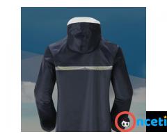Men Waterproof Raincoat Lightweight Casual Hooded Rain Coat Long Jacket