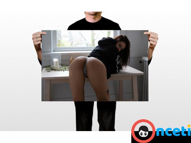 Hot Brunette Girl Hoodie and Thong Art Wall Room Poster - 2/3